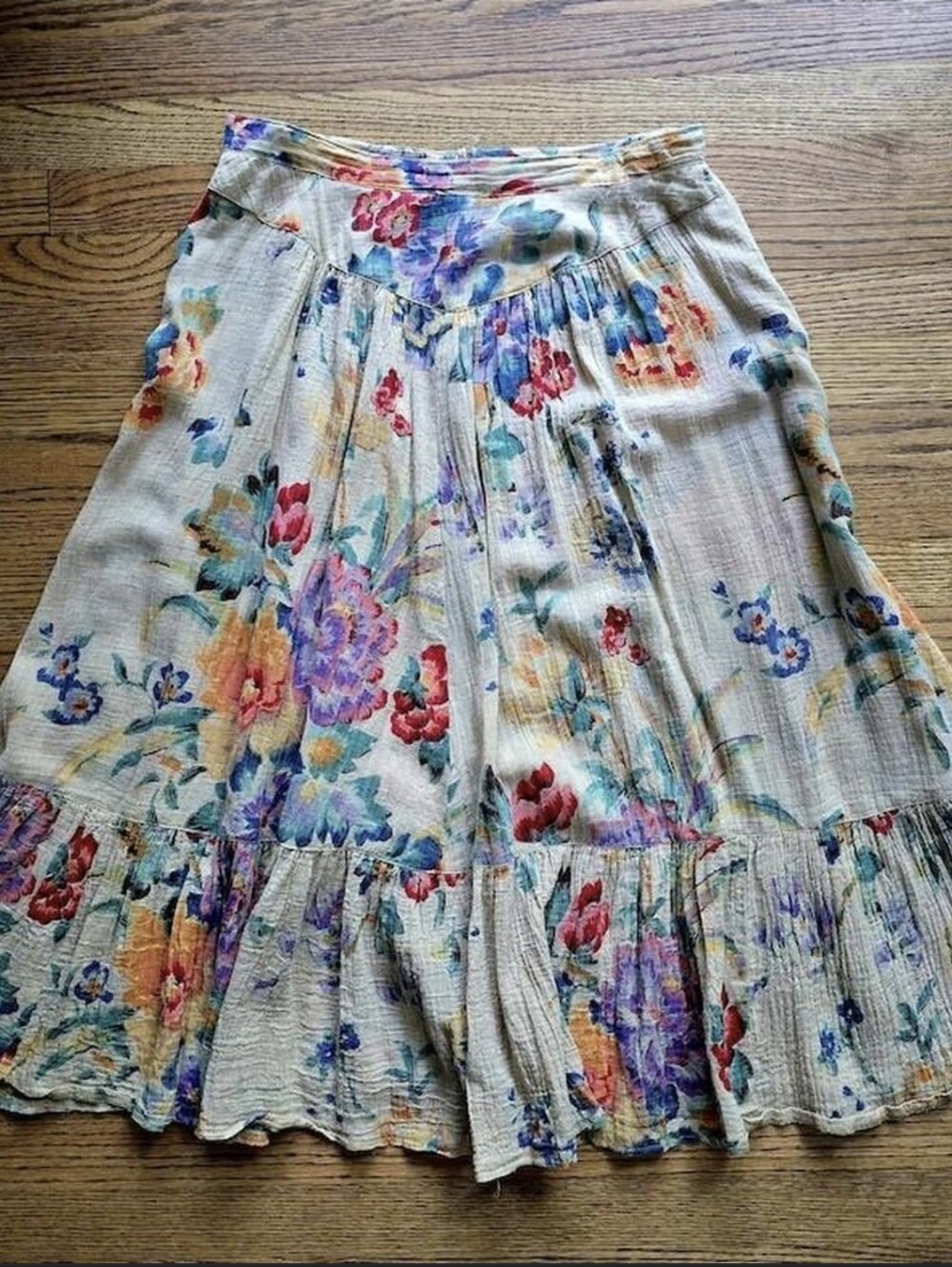 Vintage 70s Prairie Skirt Floral Skirt Cotton Size 6 Cottagecore Ranchwear
